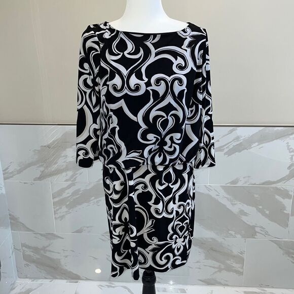 White House Black Market Women's Black and White Dress. Size M - Picture 1 of 9